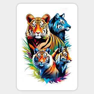 Tiger Symphony: A Kaleidoscope of Feline Majesty Sticker